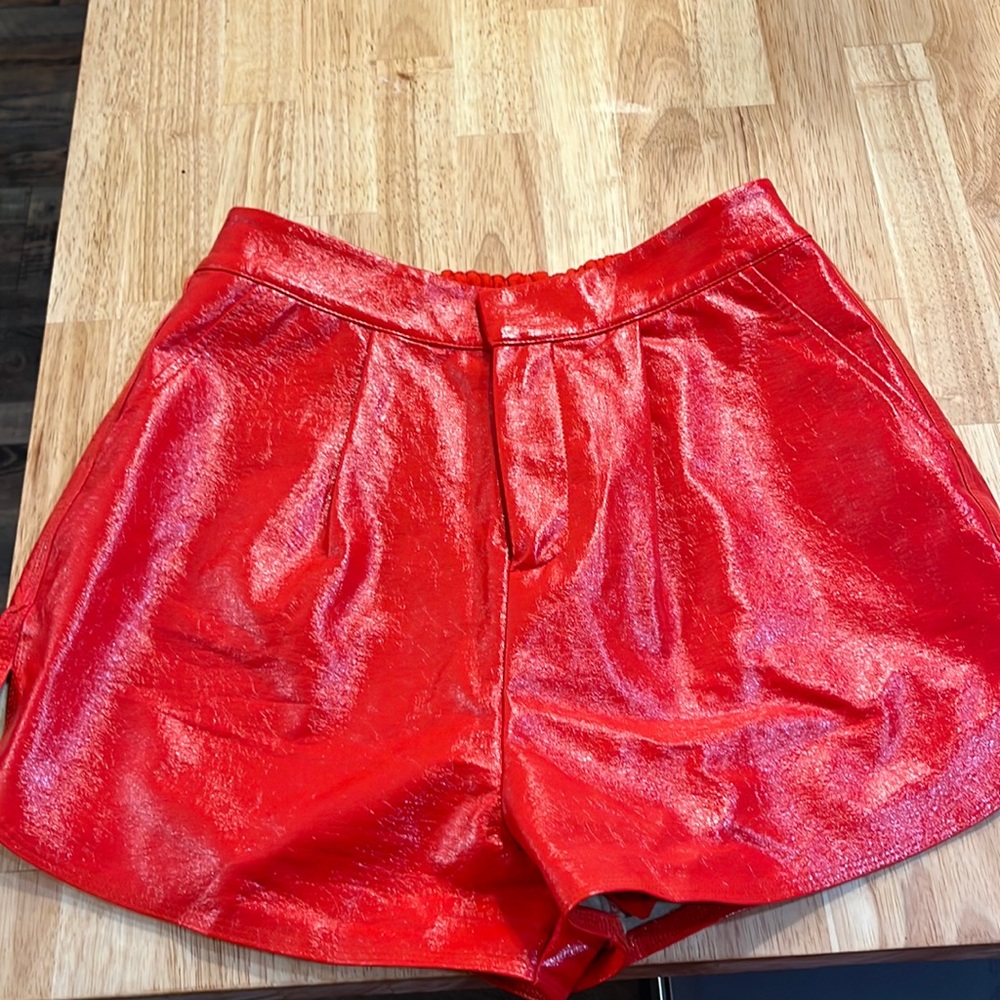 New Grey Lab-La red pleather shorts